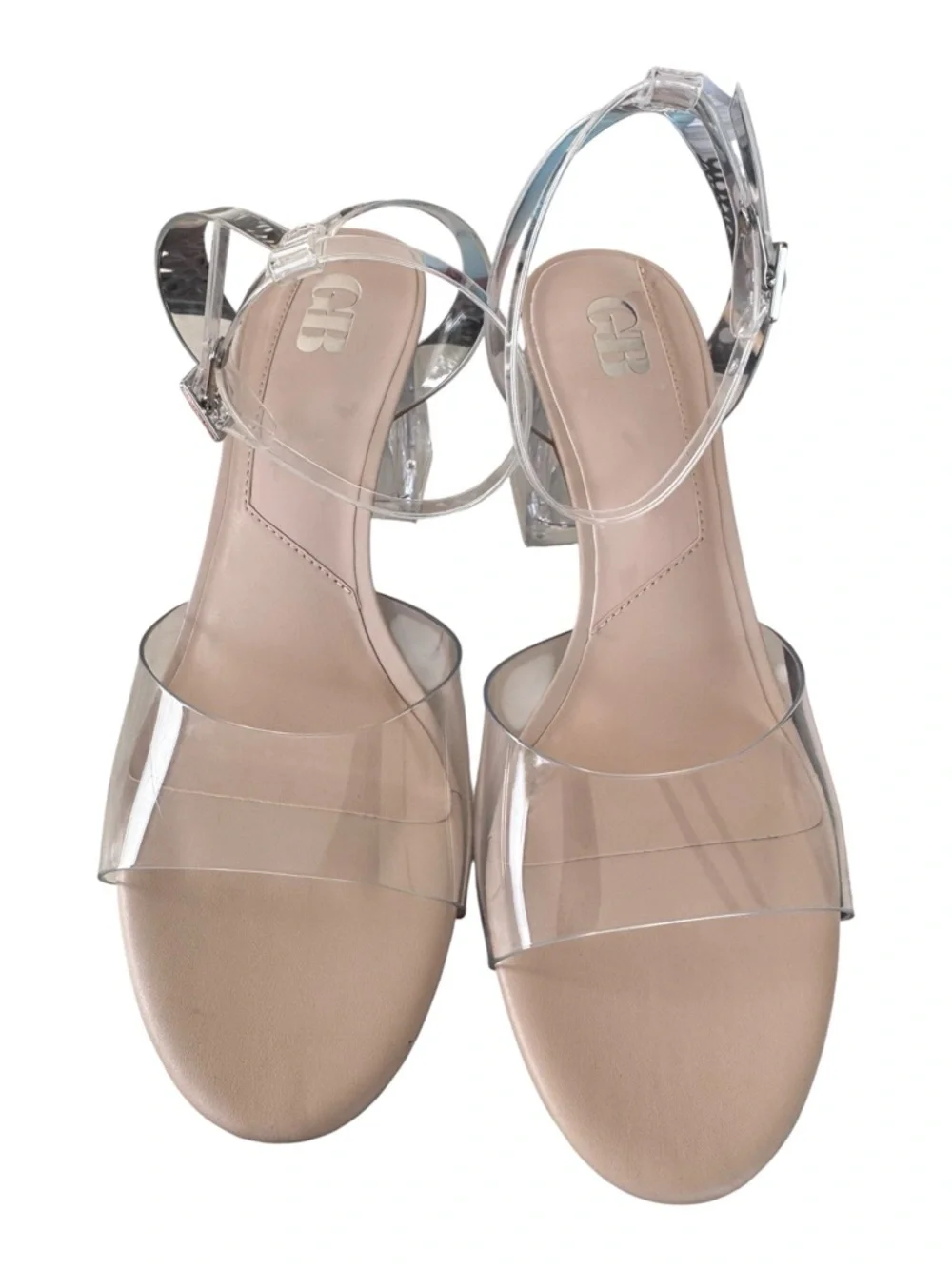 NWT Gianni Bini NWT Clear Lucite Block Heel Sandals 7.5 Transparent Ankle Strap